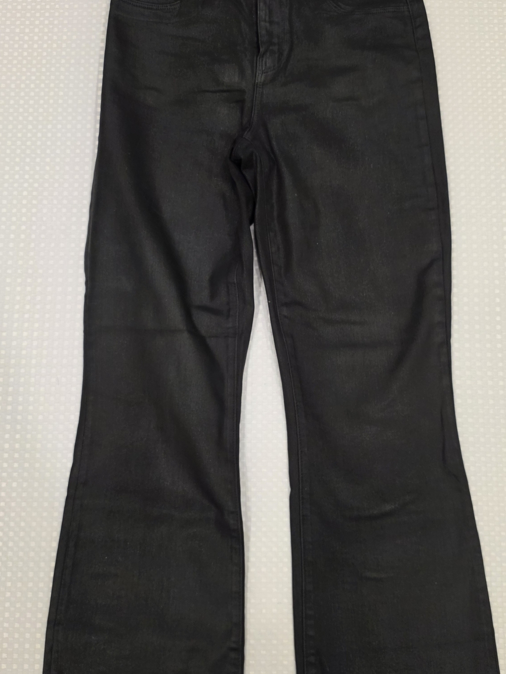 L'AGENCE Kendra Coated Cropped Flare Jeans Noir Black Size 27